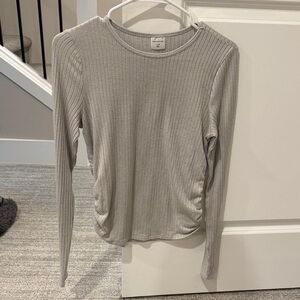 Abercrombie Kids Light Gray Ribbed Long Sleeve Tee